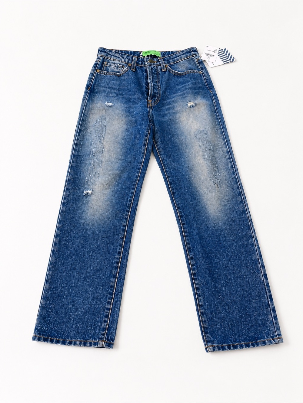 Sandrine Rose Jeans Size 31 NWT High Rise Wide Leg Straight Denim Distressed